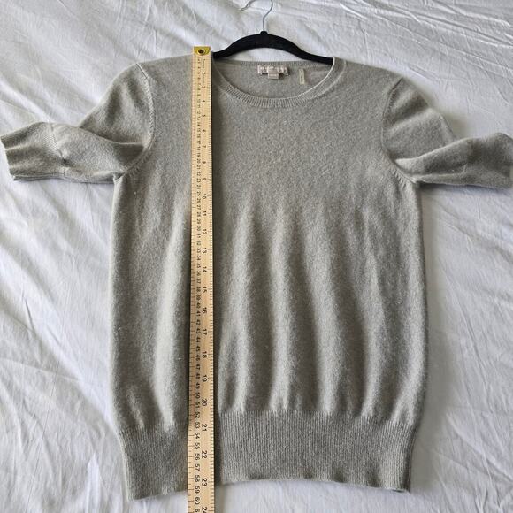 Repeat 100% Organic Cashmere Short Sleeve Sweater Size 38 S Gray Minimalist Chic - Picture 7 of 9